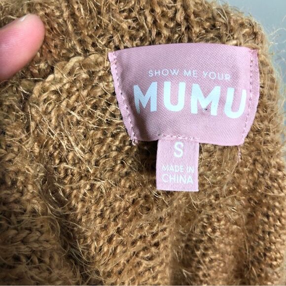 Show Me Your MuMu Sweater Dress Womens Small Brown Mini Cowl Neck Wool Blend - Picture 10 of 13